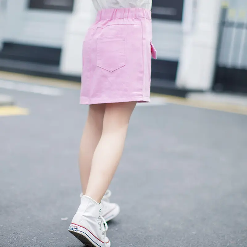 Girls' White Cotton Half-Length Skirt with Hip Hug Design - Image 5