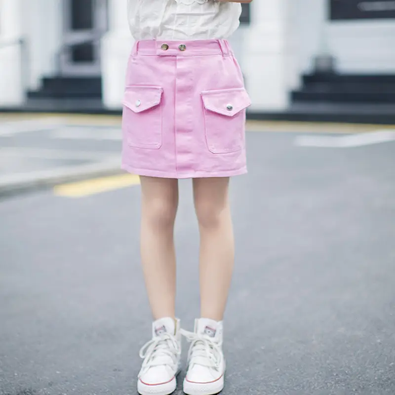 Girls' White Cotton Half-Length Skirt with Hip Hug Design - Image 2