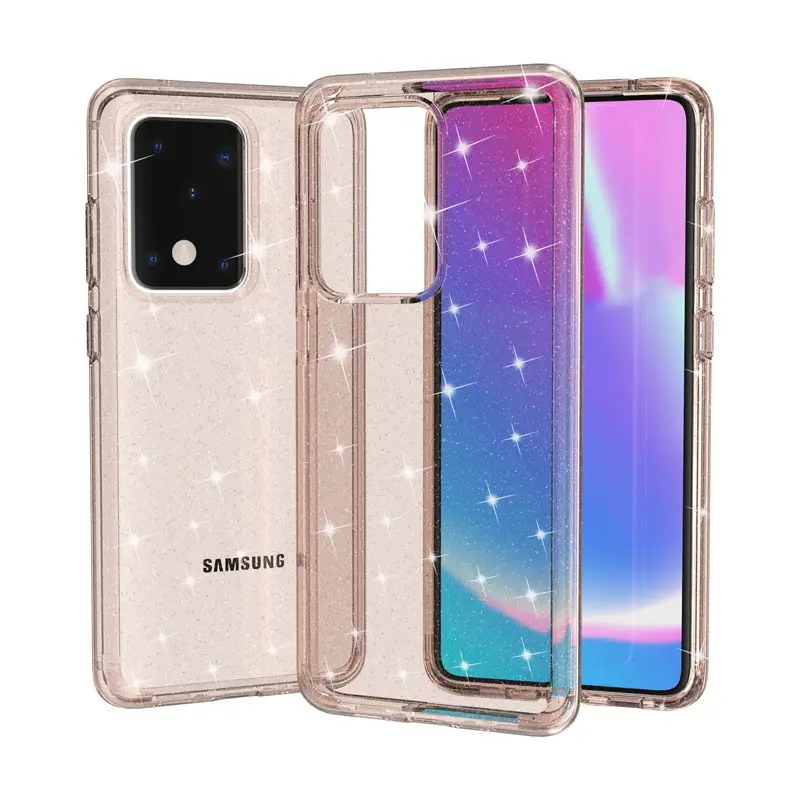 Samsung S20 Ultra Transparent Anti-Fall Phone Case Pink White - Image 4