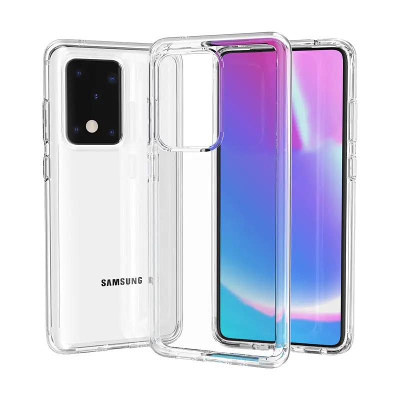 Samsung S20 Ultra Transparent Anti-Fall Phone Case Pink White - Image 5