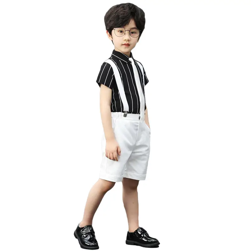 2023 Boys Short Sleeve Striped White Shorts Suit - Image 12
