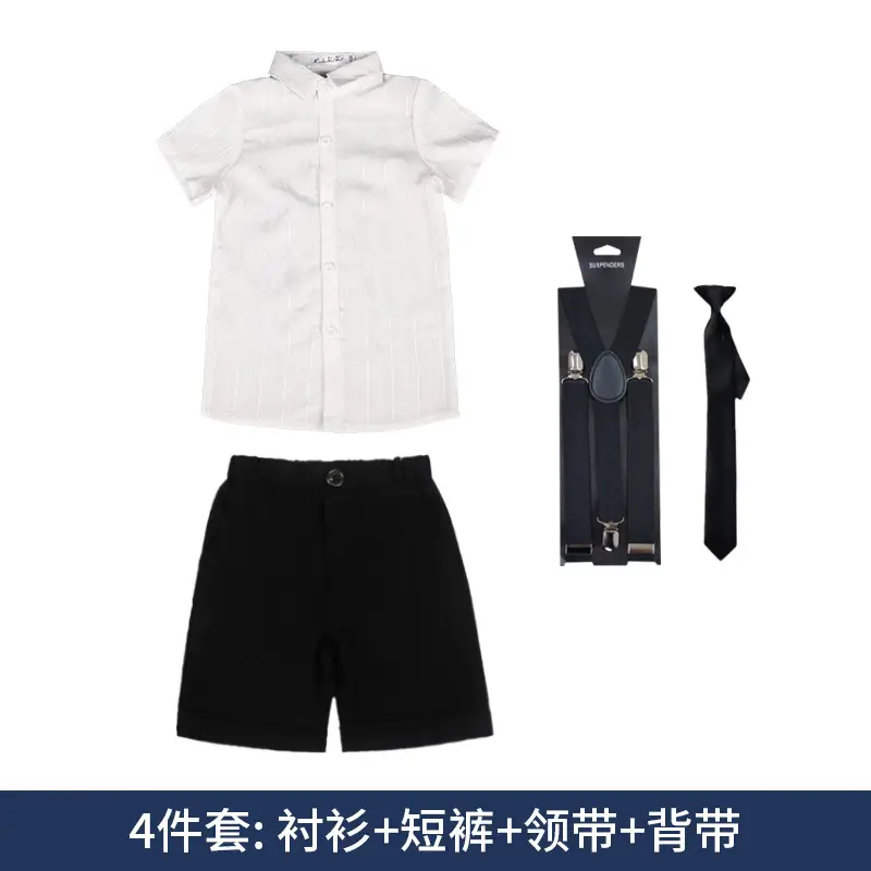 2023 Boys Short Sleeve Striped White Shorts Suit - Image 6