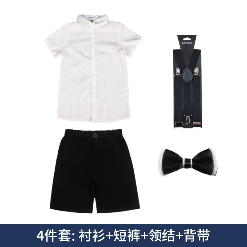 2023 Boys Short Sleeve Striped White Shorts Suit - Image 7