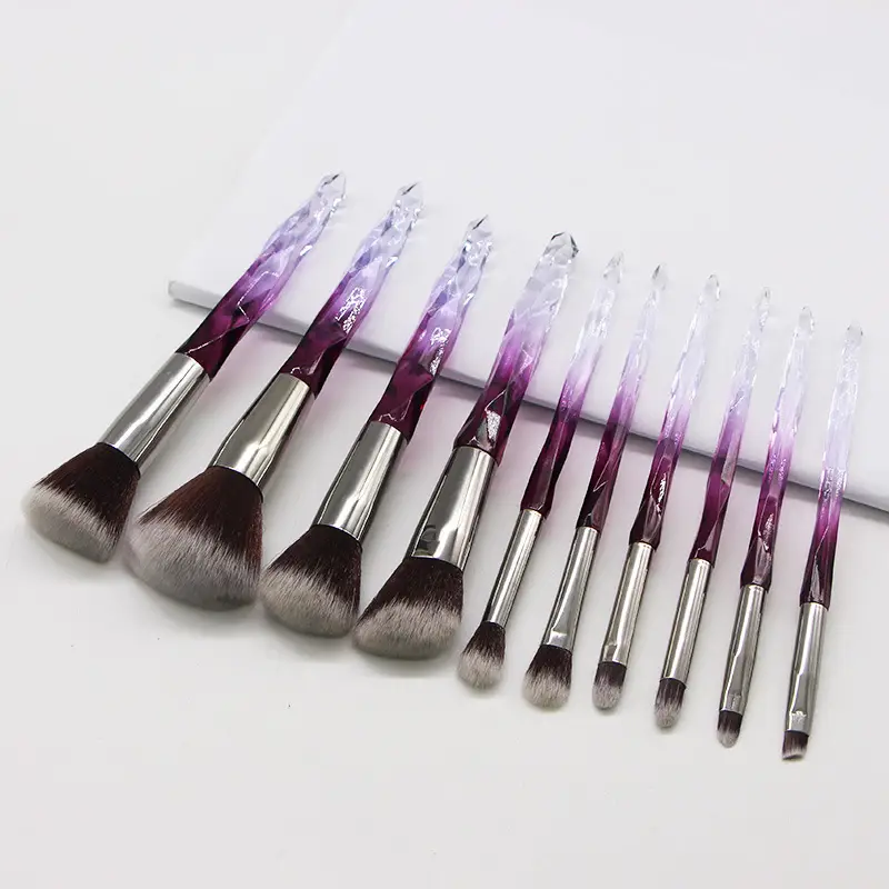 10 Diamond Crystal Makeup Brushes Set with Acrylic Handles - Image 10