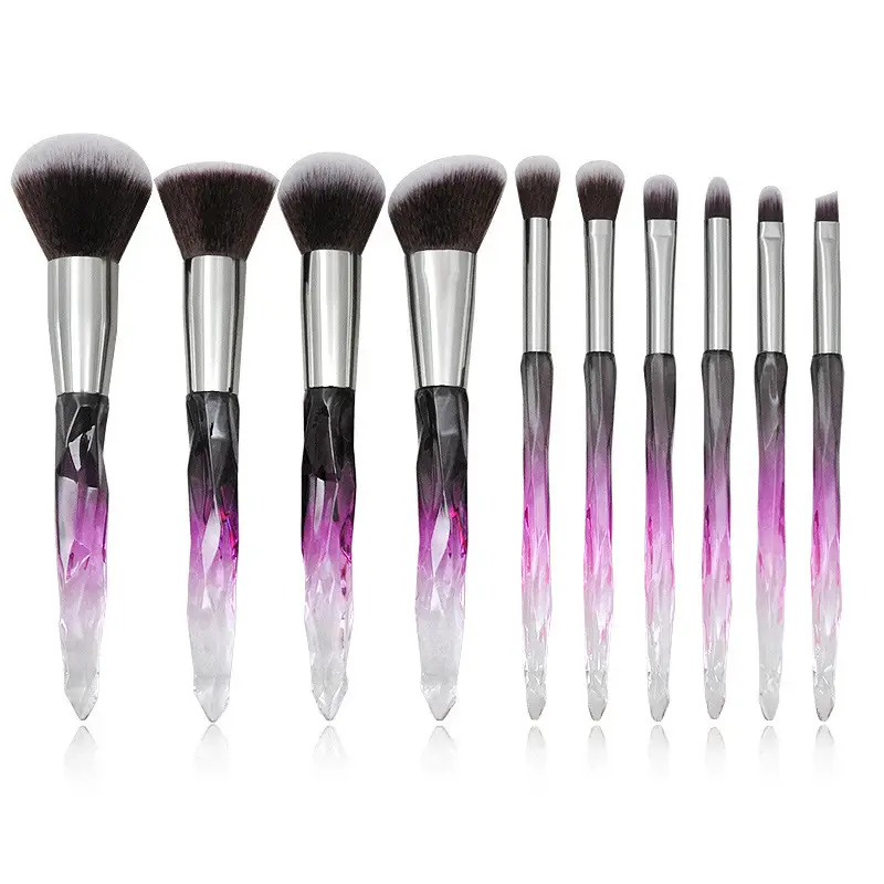 10 Diamond Crystal Makeup Brushes Set with Acrylic Handles - Image 11