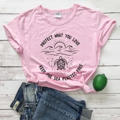 Pink T-Shirt with "Protect What You Love" Design - Image 4