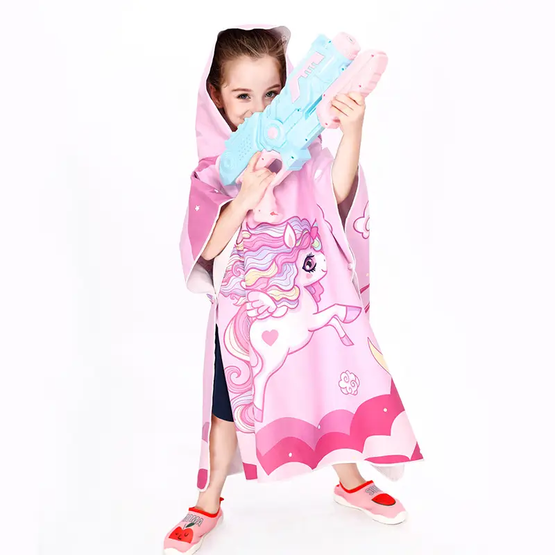 Children's Microfiber Cartoon Bathrobe Blue Quick-Drying - Image 9