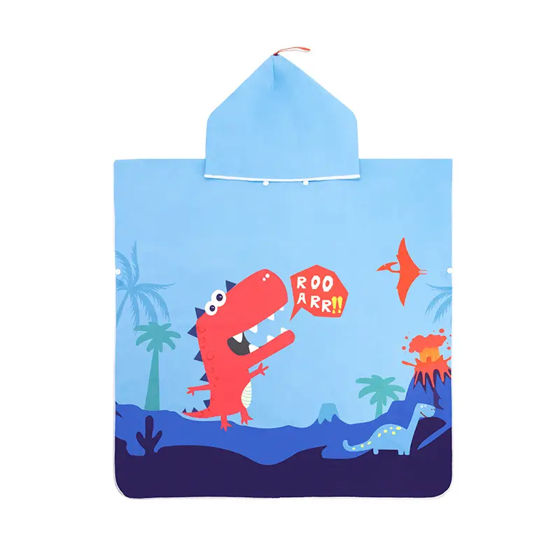 Children's Microfiber Cartoon Bathrobe Blue Quick-Drying - Image 2