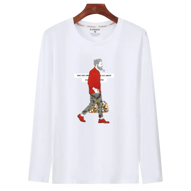 Men Graphic Long Sleeve T-Shirt Black Slim Fit