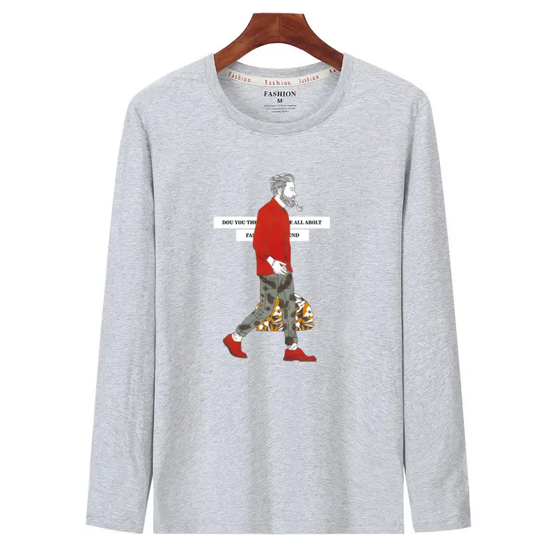 Men Graphic Long Sleeve T-Shirt Black Slim Fit