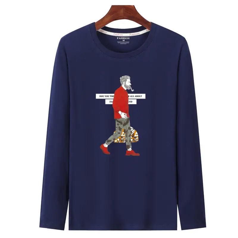 Men Graphic Long Sleeve T-Shirt Black Slim Fit
