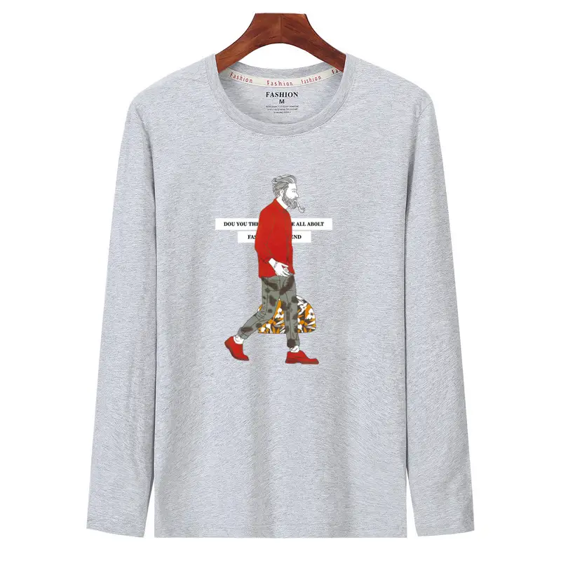 Men Graphic Long Sleeve T-Shirt Black Slim Fit