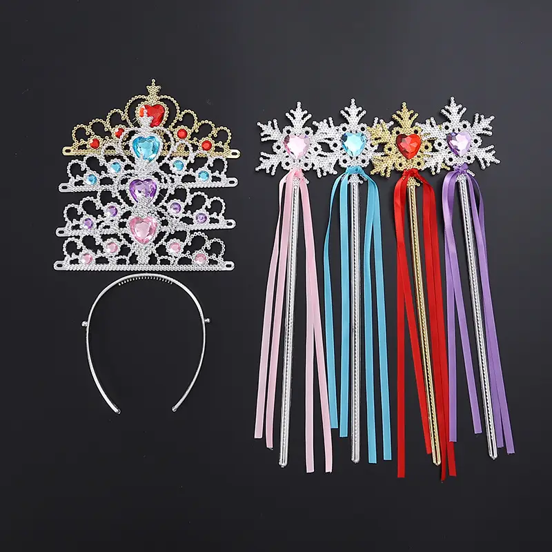 Frozen Princess Headwear Set for Girls Blue Crown Wig Accessories - Image 25
