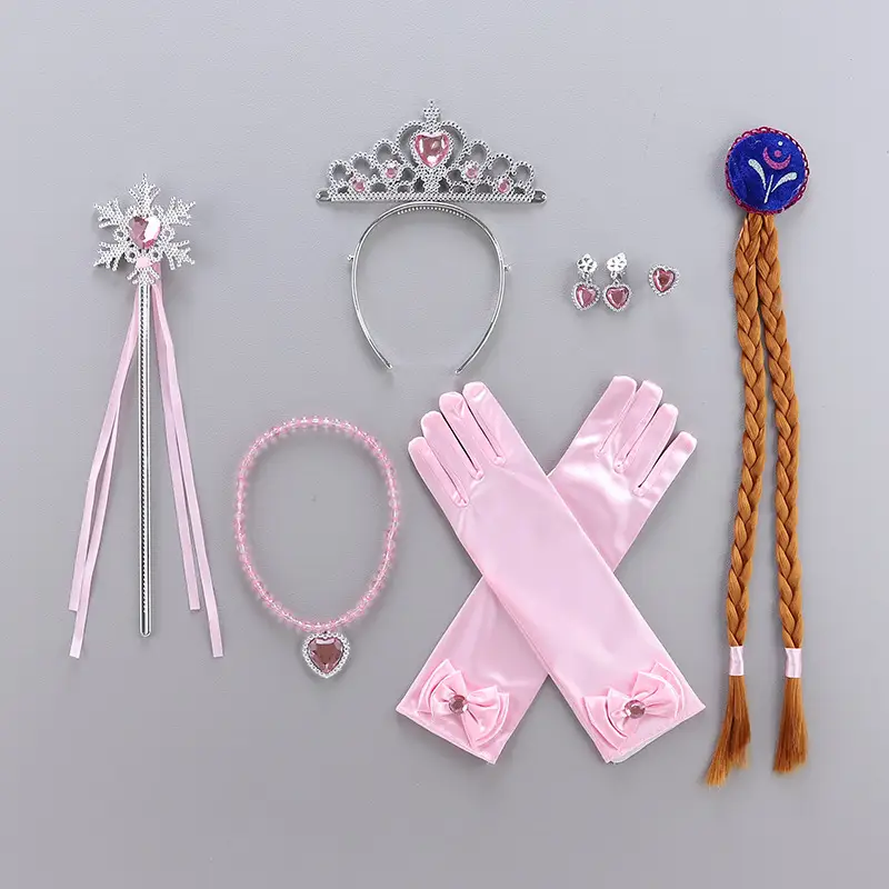 Frozen Princess Headwear Set for Girls Blue Crown Wig Accessories - Image 27