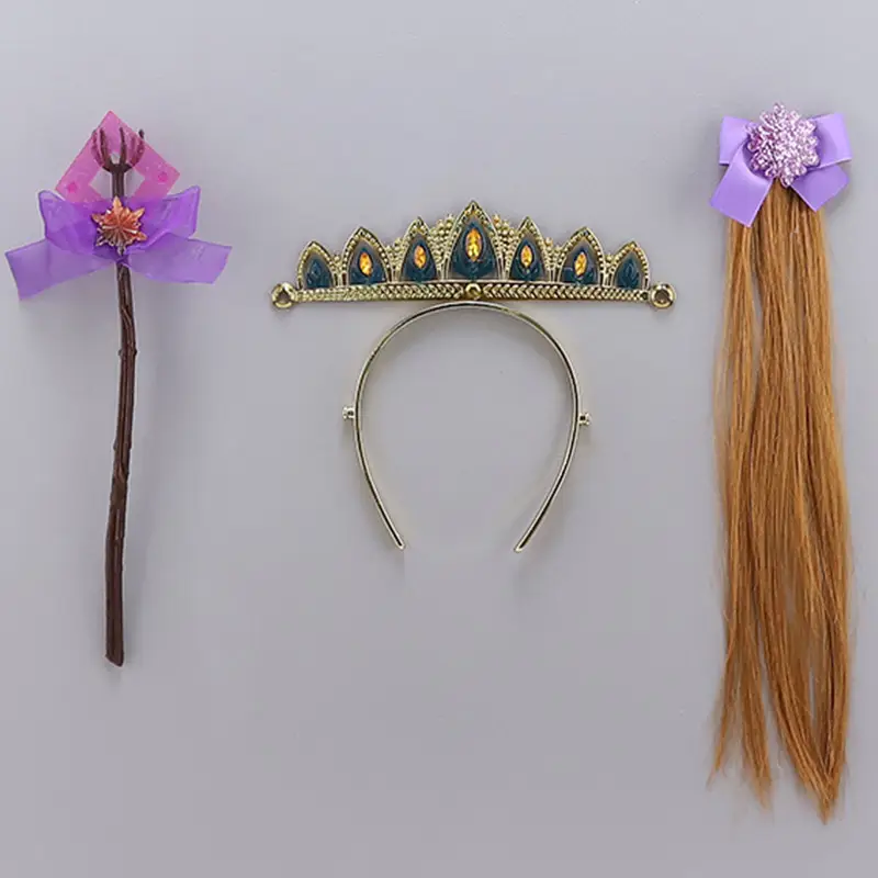 Frozen Princess Headwear Set for Girls Blue Crown Wig Accessories - Image 20