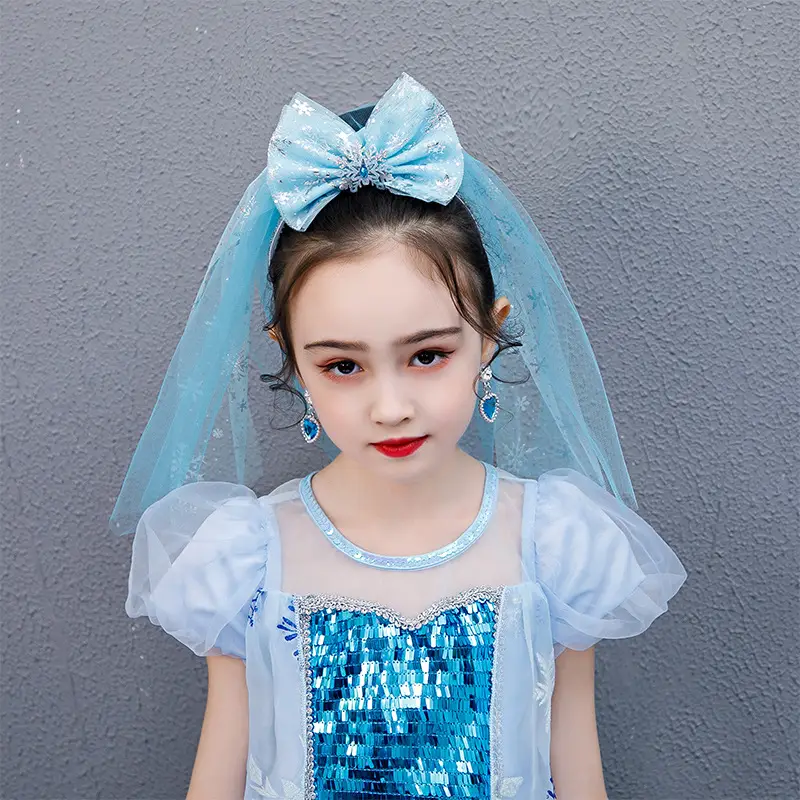 Frozen Princess Headwear Set for Girls Blue Crown Wig Accessories - Image 21