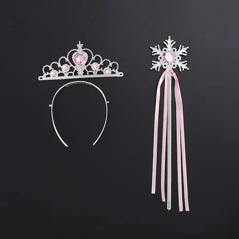 Frozen Princess Headwear Set for Girls Blue Crown Wig Accessories - Image 6