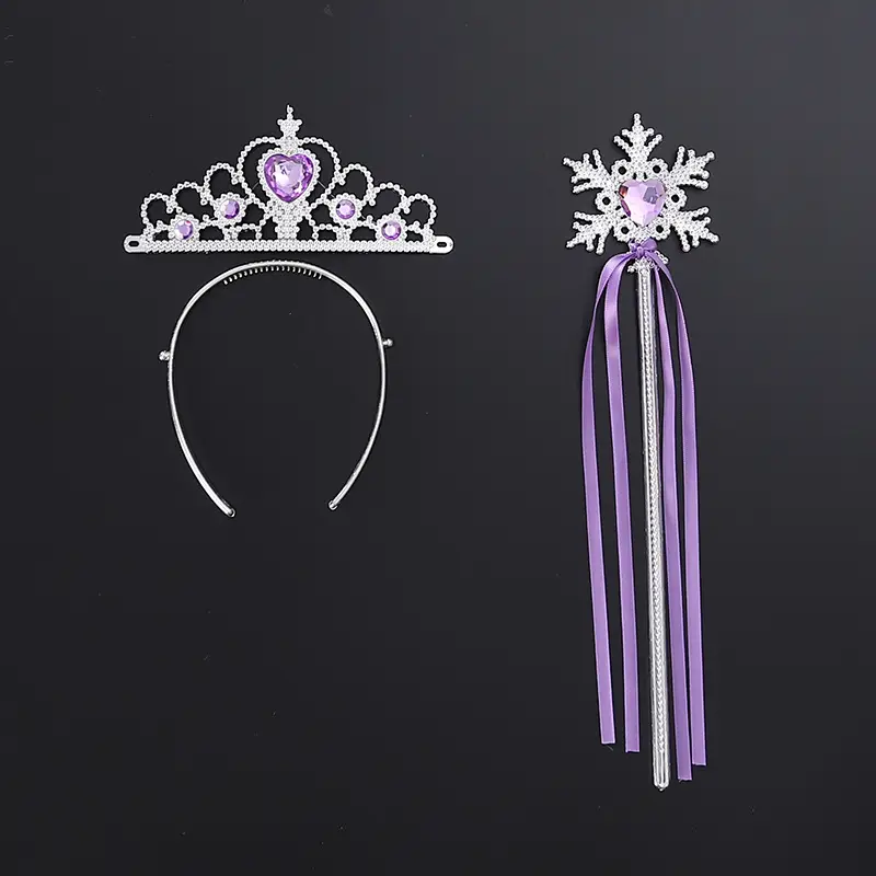 Frozen Princess Headwear Set for Girls Blue Crown Wig Accessories - Image 7