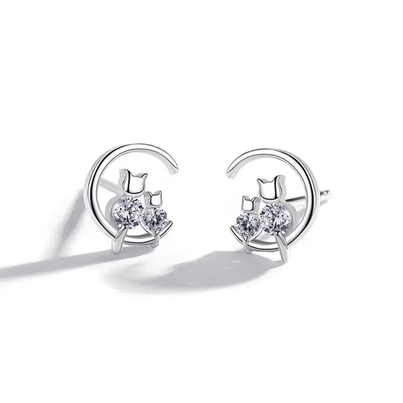 Xingyue Cat Stud Earrings Women Sterling Silver Mori Style - Image 4