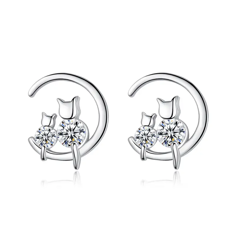 Xingyue Cat Stud Earrings Women Sterling Silver Mori Style - Image 5