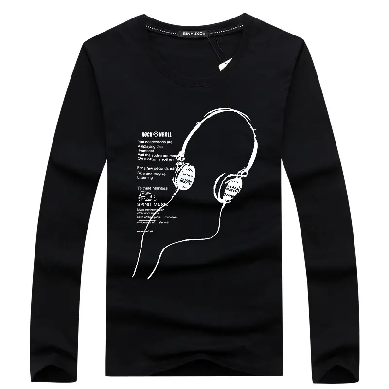 Men Long Sleeve T-Shirt Black Graphic Print - Image 9