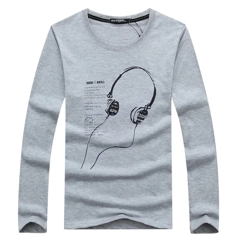 Men Long Sleeve T-Shirt Black Graphic Print - Image 2