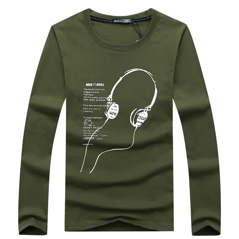 Men Long Sleeve T-Shirt Black Graphic Print - Image 3