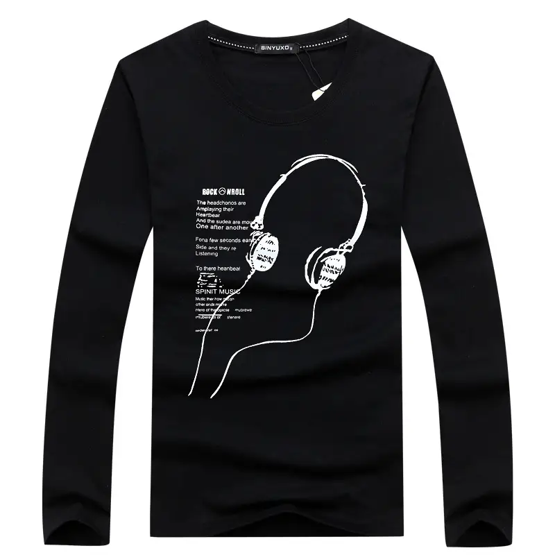 Men Long Sleeve T-Shirt Black Graphic Print - Image 4