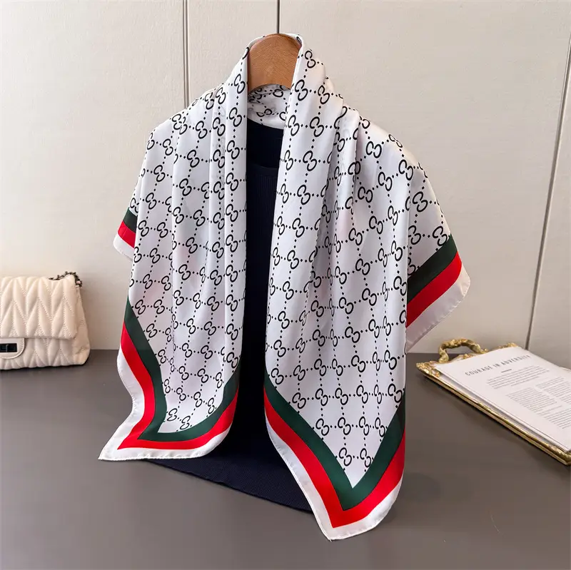 Imitation Silk Large Scarf Women Sunscreen Shawl 90x90cm - Image 8