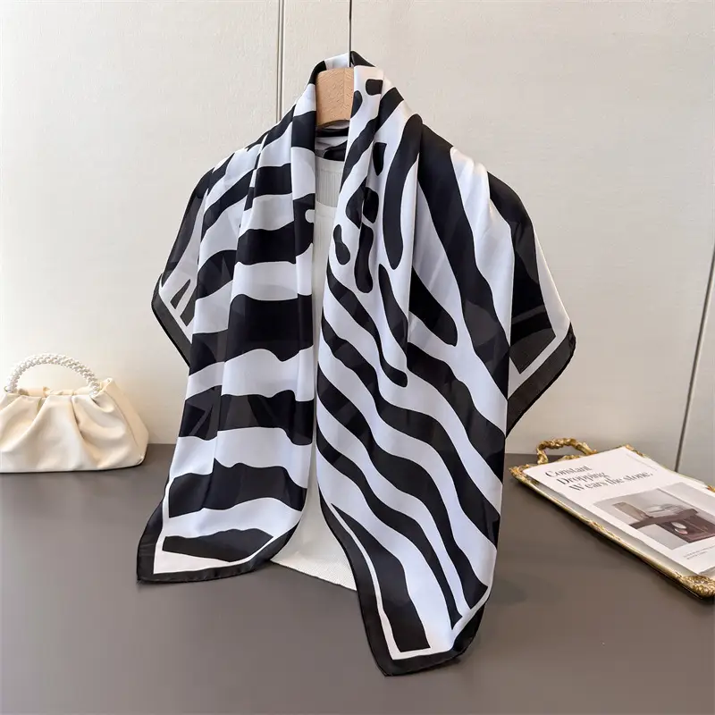 Imitation Silk Large Scarf Women Sunscreen Shawl 90x90cm - Image 49