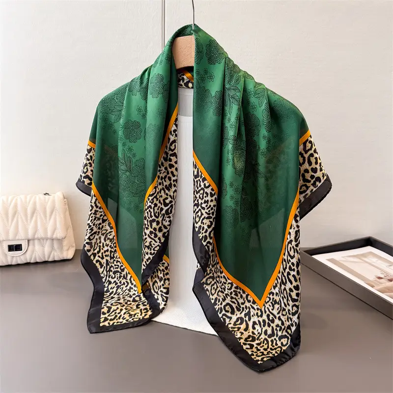 Imitation Silk Large Scarf Women Sunscreen Shawl 90x90cm - Image 58