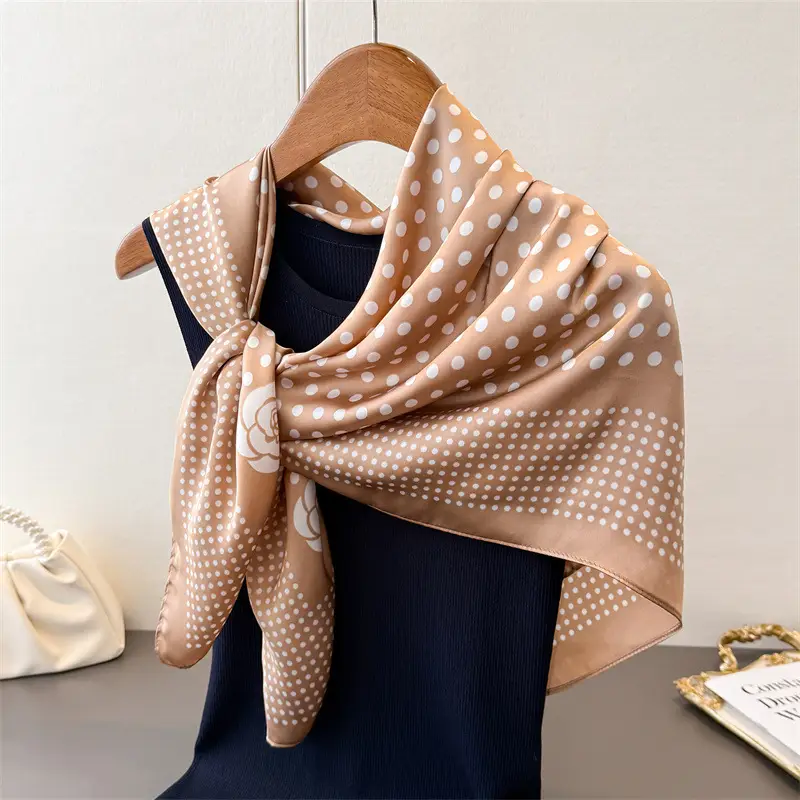 Imitation Silk Large Scarf Women Sunscreen Shawl 90x90cm - Image 65