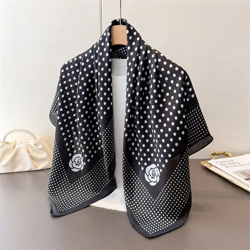 Imitation Silk Large Scarf Women Sunscreen Shawl 90x90cm - Image 66