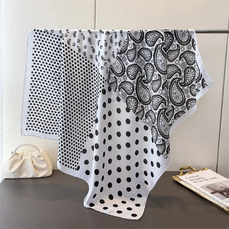 Imitation Silk Large Scarf Women Sunscreen Shawl 90x90cm - Image 70