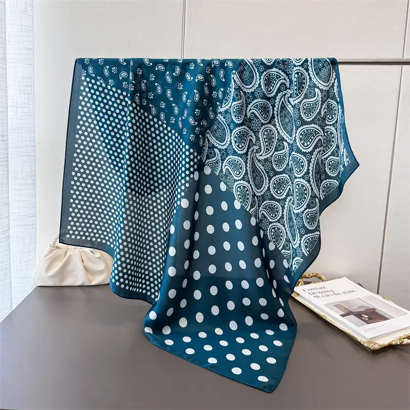 Imitation Silk Large Scarf Women Sunscreen Shawl 90x90cm - Image 72