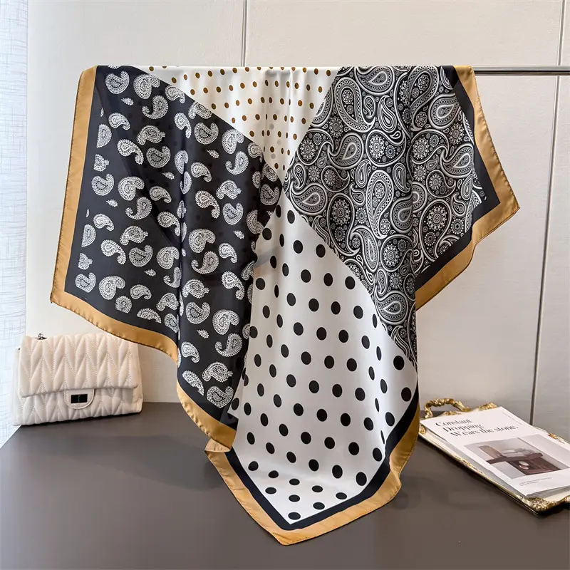 Imitation Silk Large Scarf Women Sunscreen Shawl 90x90cm - Image 75