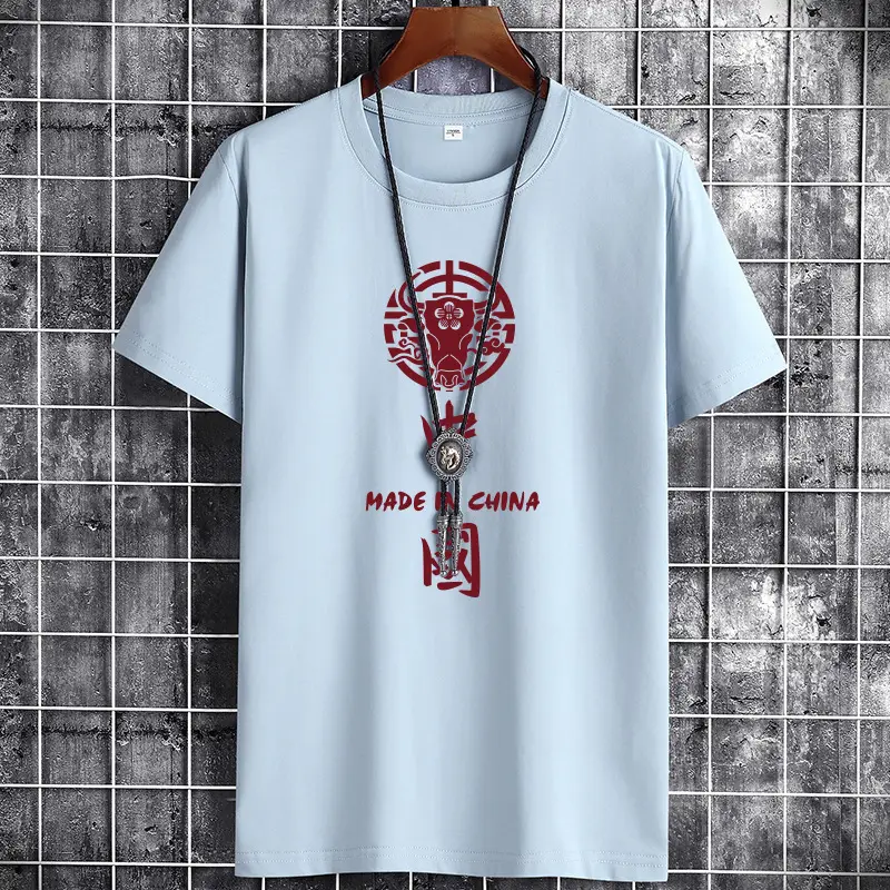 Men China Dragon Graphic T-Shirt White