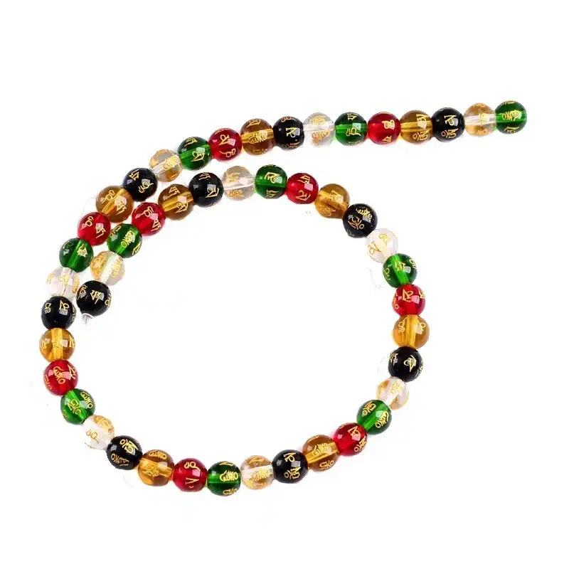 Golden Crystal Frosted Six-Character Beads - Image 13