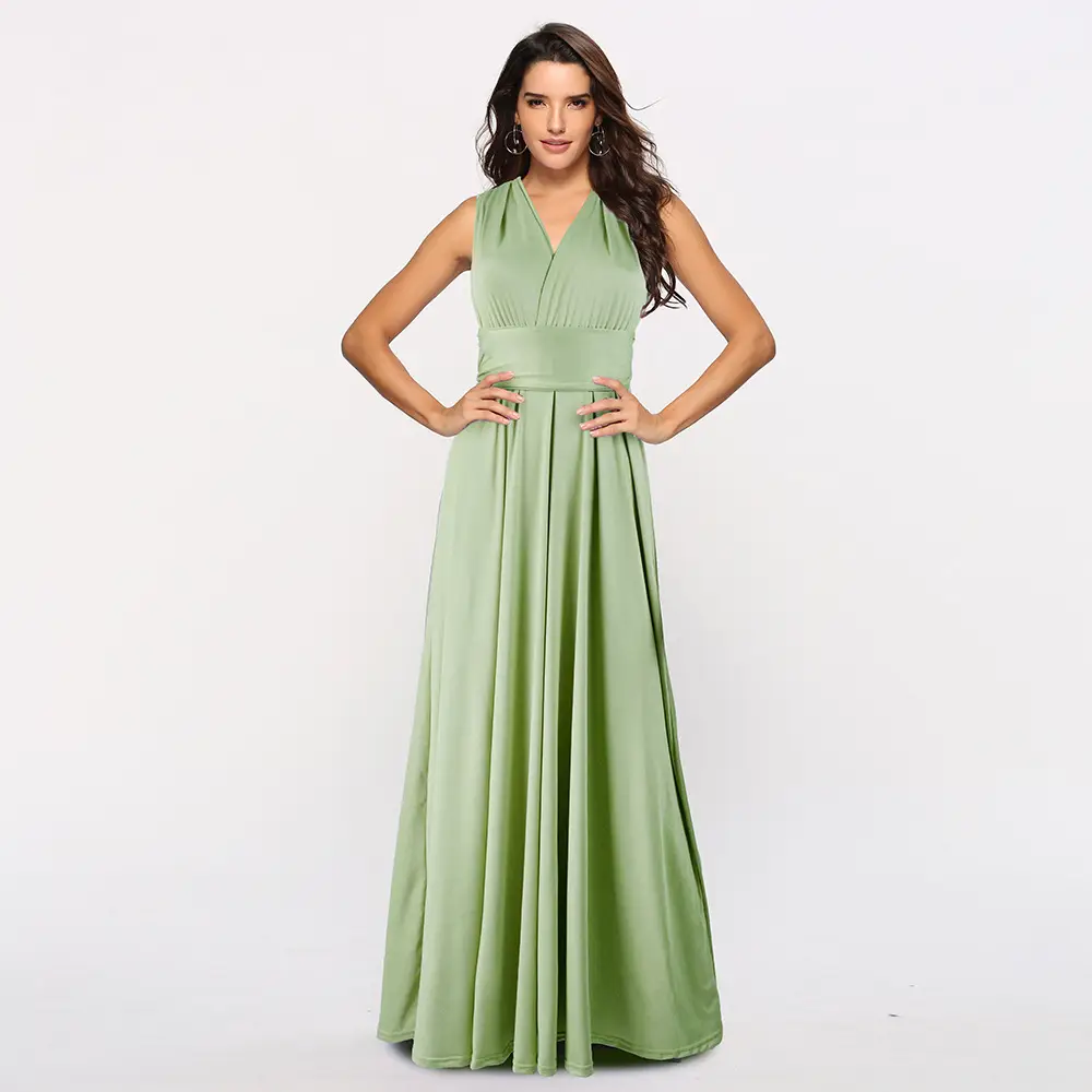 Blue Long Backless Strap Dress with Tie Front - Image 46