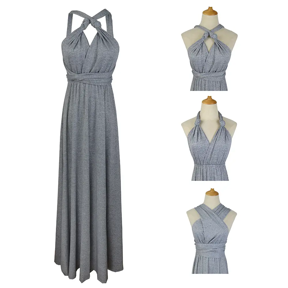 Blue Long Backless Strap Dress with Tie Front - Image 30