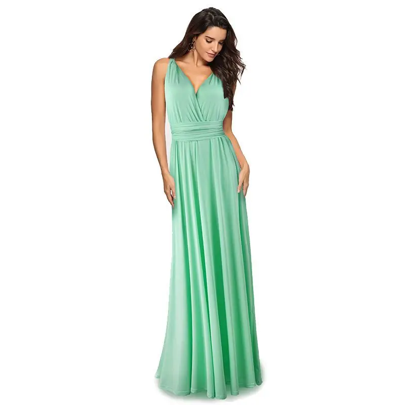 Blue Long Backless Strap Dress with Tie Front - Image 31