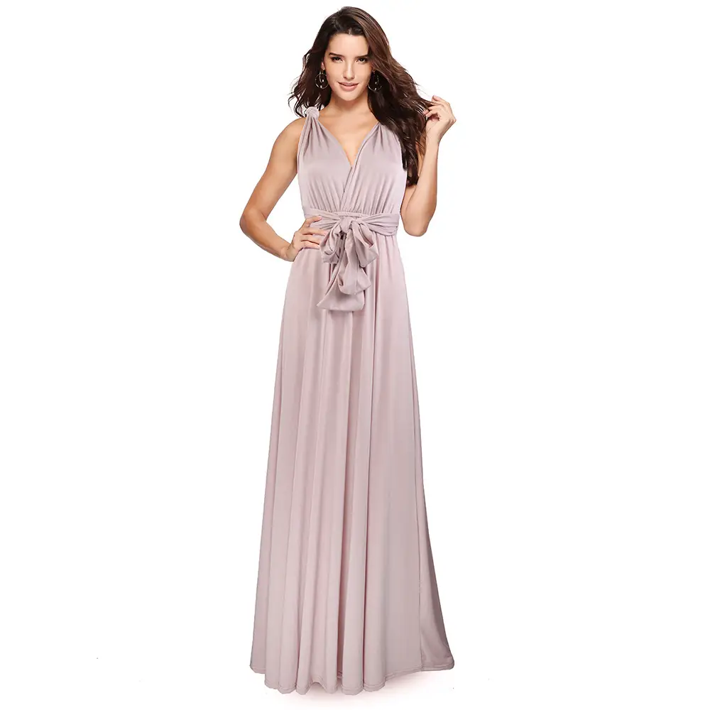 Blue Long Backless Strap Dress with Tie Front - Image 33