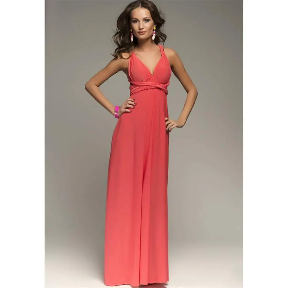 Blue Long Backless Strap Dress with Tie Front - Image 39