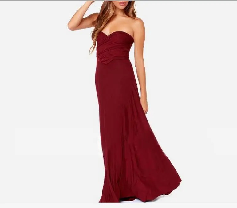 Blue Long Backless Strap Dress with Tie Front - Image 6