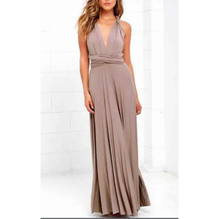 Blue Long Backless Strap Dress with Tie Front - Image 2