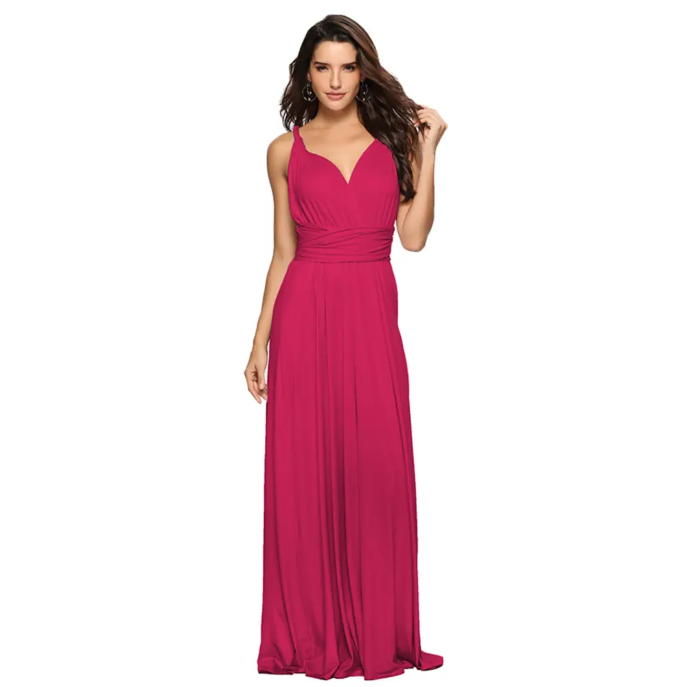Blue Long Backless Strap Dress with Tie Front - Image 19