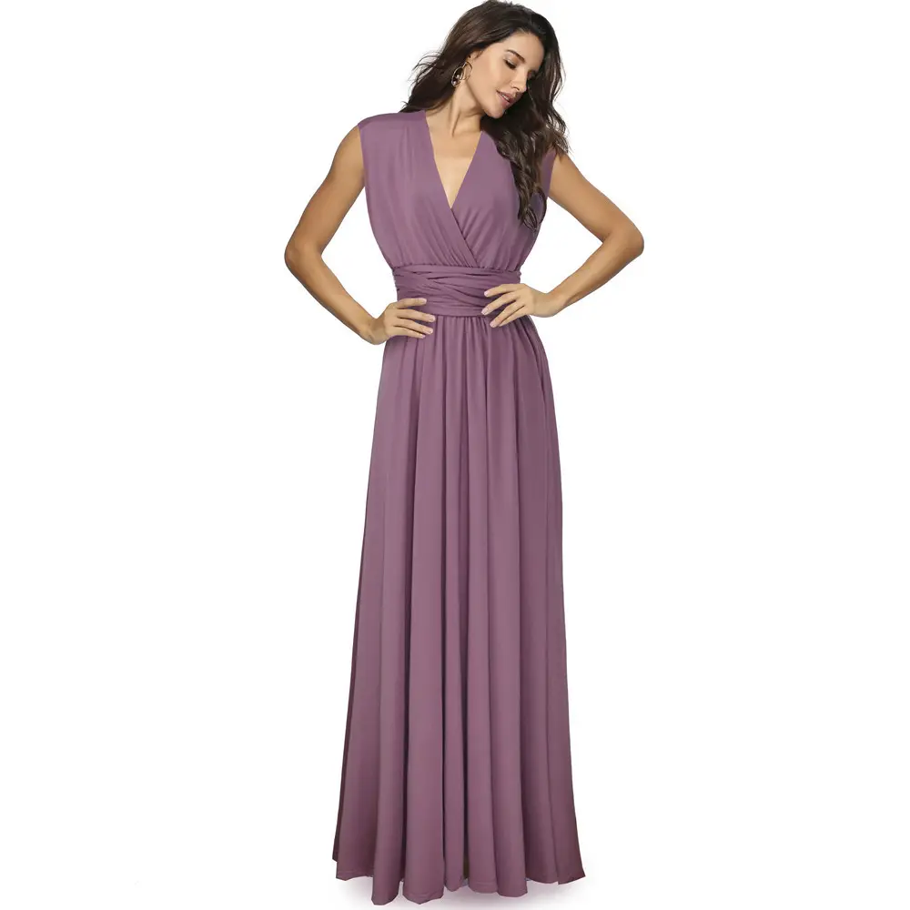 Blue Long Backless Strap Dress with Tie Front - Image 20