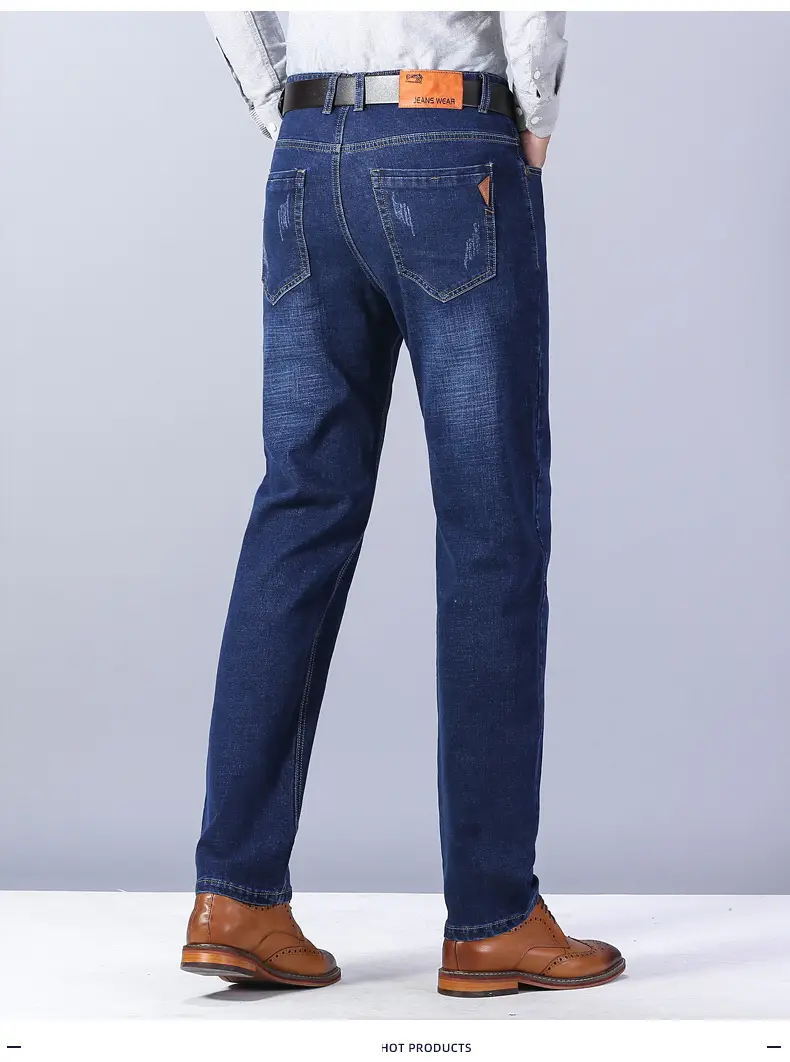 Men Straight Stretch Blue Denim Trousers Business Casual — feature 27