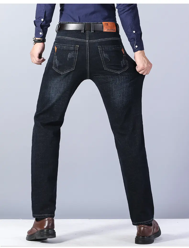 Men Straight Stretch Blue Denim Trousers Business Casual — feature 28