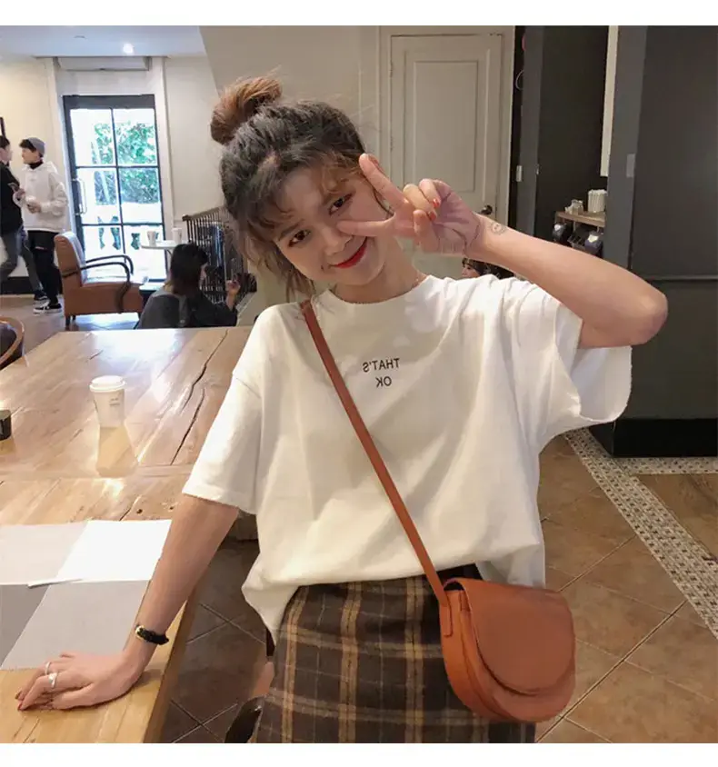 Women Blue T-Shirt Short Sleeve Korean Style 2025 — feature 12
